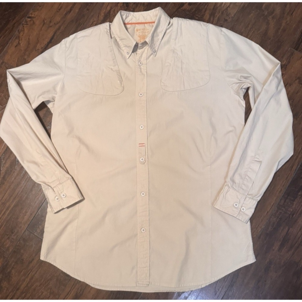Beretta Shirt Mens XL Button Up Khaki Vented Outdoor Hunting Shooting L/S